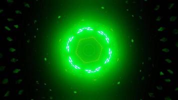 rotating green red cyber sci-fi tunnel with flicker light for music event background. 4k video