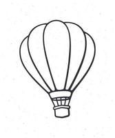 Hand drawn doodle of hot air balloon. Air transport for travel. Cartoon sketch. vector