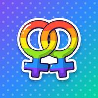 Sticker with female homosexual Venus symbol in rainbow color vector