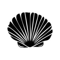 plano vector icono de un concha o almeja en negro. silueta de un concha