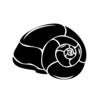 Flat vector icon of a seashell or clam in black. silhouette of a seashell