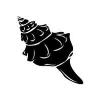 Flat vector icon of a seashell or clam in black. silhouette of a seashell