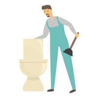 Cleaning toilet icon cartoon vector. Man work house vector