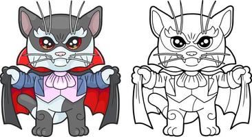 cute funny vampire cat, coloring book vector