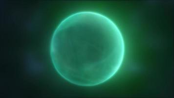 Abstract green looped energy sphere round glowing transparent magical electric  futuristic high-tech space, 4k video, 60 fps video