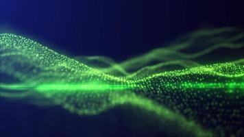 resumen bucle verde energía olas desde partículas de futurista de alta tecnología brillante fondo, vídeo 4k, 60 60 fps video
