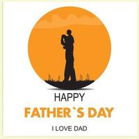 Happy father's day with Silhouette at sunset son is riding his father's neck at Mountain peaks in the evening time vector and illustration design