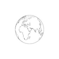 Planet Earth Hand Drawn Sketch Line Art Vector