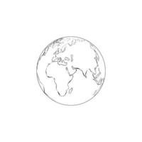 Planet Earth Hand Drawn Sketch Line Art Vector