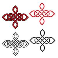 Four Point Celtic Bevel Cluster Tattoo Pattern Line Art vector