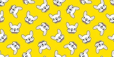 Dog seamless pattern vector french bulldog smile isolated puppy repeat background wallpaper