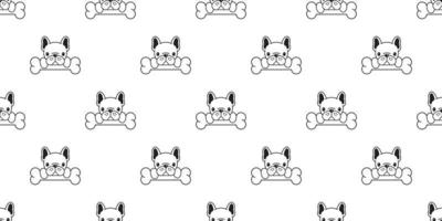 Dog seamless pattern vector french bulldog bone pug head puppy background isolated wallpaper