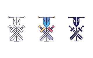 Sword and flag vector icon