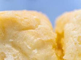 close-up texture of Thinly coated sugar on soft bread photo