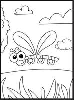 Cute Bugs and Insects Coloring pages vector