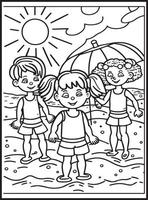 dibujos de verano para colorear para niños vector