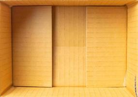 Open empty brown cardboard box background top view photo