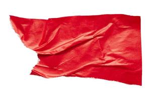 piece of red paper tear isolated on white background photo