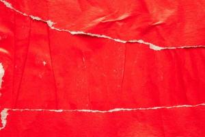 Old grunge ripped torn red paper poster surface texture background photo