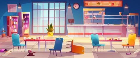 School canteen interior with kitchen background vector