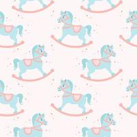 sin costura patrón, linda balanceo caballos en un antecedentes con estrellas. pastel colores. bebé ducha fondo, bebé textil, fondo de pantalla, vector