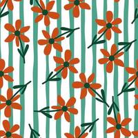 Stylized tropical simple flower seamless pattern. Decorative floral ornament endless background. vector