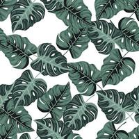 Stylized tropical pattern, palm leaves floral background. Abstract exotic plant seamless pattern. Botanical leaf wallpaper. vector