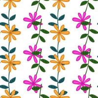 Cute flower seamless pattern. Naive art style. Hand drawn floral endless background. vector