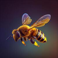 miel abeja mosca en el jardín con flor y néctar ai generativo foto