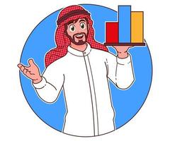 business man saudi arabia business presentation, carrying business chart vector