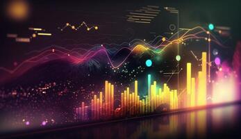 , stock market chart lines, financial graph on technology abstract background represent financial crisis, financial meltdown. Technology concept, trading market concept. photo