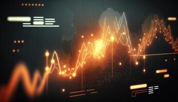 , stock market chart lines, financial graph on technology abstract background represent financial crisis, financial meltdown. Technology concept, trading market concept. photo