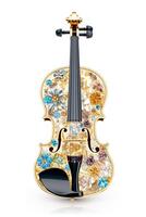 generativo ai, hermosa musical instrumento violín, broche, ópalo Roca y dorado color paleta aislado en blanco antecedentes. bisutería, joyería cerca arriba foto