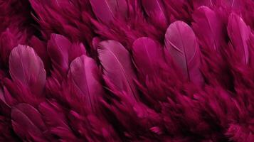 generativo ai, hermosa Viva magenta rosado de cerca plumas, fotorrealista antecedentes. pequeño mullido rosado plumas al azar dispersado formando foto