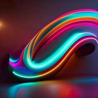 neón de colores olas en un oscuro antecedentes resumen brillante espectro líneas psicodélico estético 3d representación ai foto