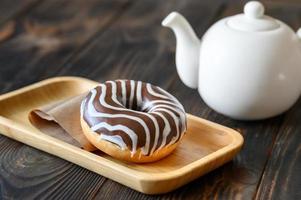 Chocolate donut closeup photo