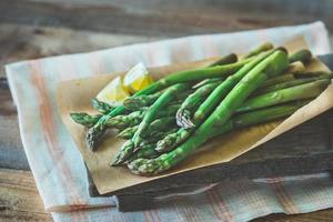 Bunch of cooked asparagus photo