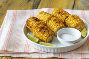 Grilled corn with sea salt photo