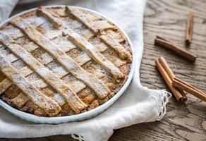 Pumpkin pie on the wooden background photo