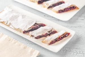 Cherry strudel slices photo