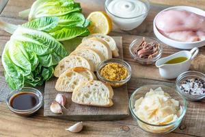 Ingredients for Caesar salad photo