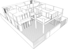 3D illustration of building project vector