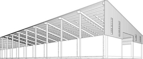 Ilustración 3D del proyecto de construcción vector