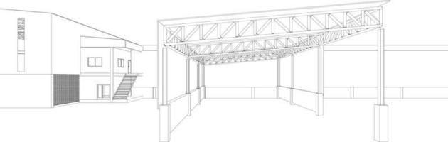 Ilustración 3D del proyecto de construcción vector