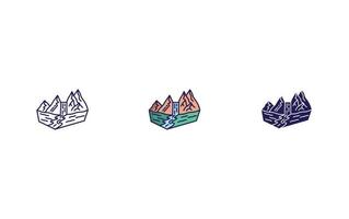 Mountain waterfall vector icon