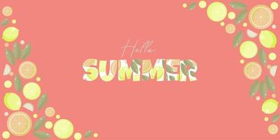 vector summer banner with oranges and lemons