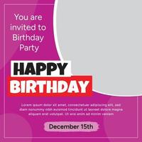 Happy Birthday post template for social media invitation or greeting card vector