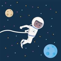 astronauta africano volador diseño personaje en blanco antecedentes vector