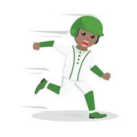 BaseBall Player african running To The Safe Point design character on white background vector