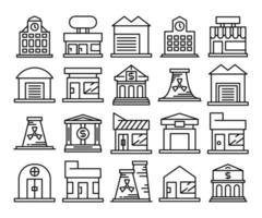 building icons set line illustration vector